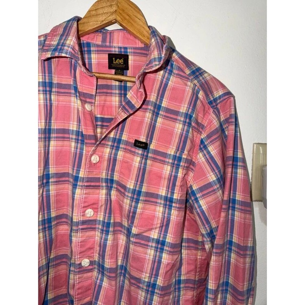 Lee Pink Plaid Cotton Flannel Small Relaxed Fit